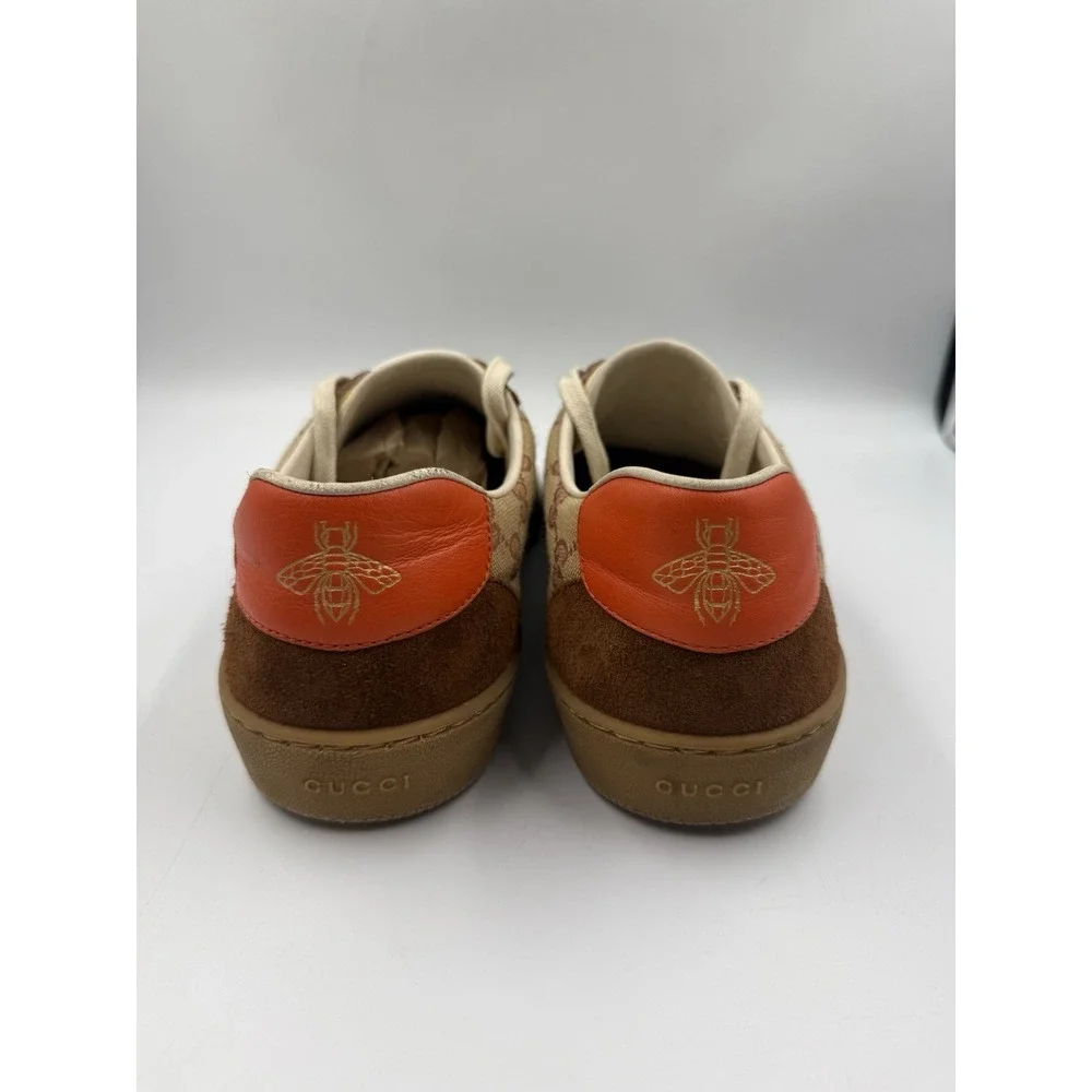 Gucci Screener Men's Sneakers GG Monogram Brown Suede Web Red Blue Size 10 US 11